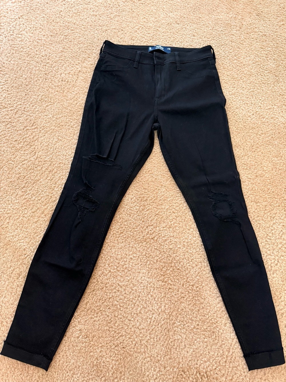 Hollister Black Skinny Jeans with Knee Distress